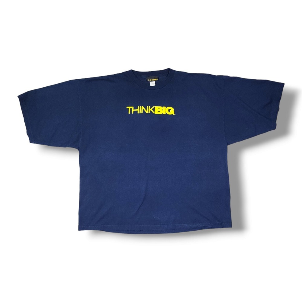Vintage Think Big Double Graphic Inspiring Blue 90's T-Shirt USA Made Men's 4XL